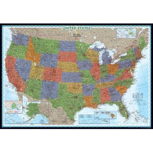 National Geographic Ozdobna polityczny  mapa USA, duża laminowana