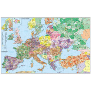 Stiefel Mapa kontynentalna Europe with Turkey Street and postcode map (multilingual)