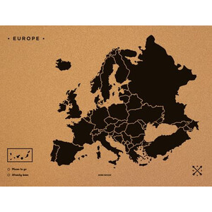 Miss Wood Mapa kontynentalna Woody Map Europa schwarz XL