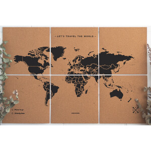 Miss Wood Mapa świata Puzzle Map XL - czarny