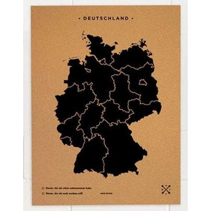 Miss Wood Mapa Woody Map Countries Deutschland Cork XL black (90 x 60 cm)