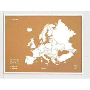 Miss Wood Mapa kontynentalna Woody Map Europa weiß 60x45cm gerahmt