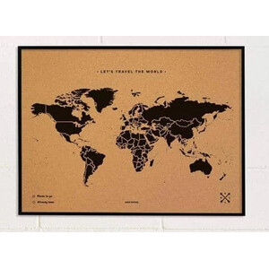 Miss Wood Mapa świata Woody Map Natural Cork L black