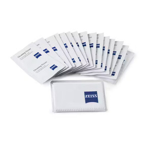 ZEISS 20 chusteczek nawilżanych + ściereczka z mikrofibry 18 x 18 cm