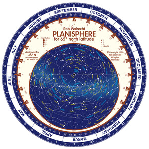 Rob Walrecht Mapa gwiazd Planisphere 65°N 25cm