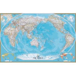 National Geographic Klasyczna mapa świata - wycentrowana na Pacyfiku, laminowana