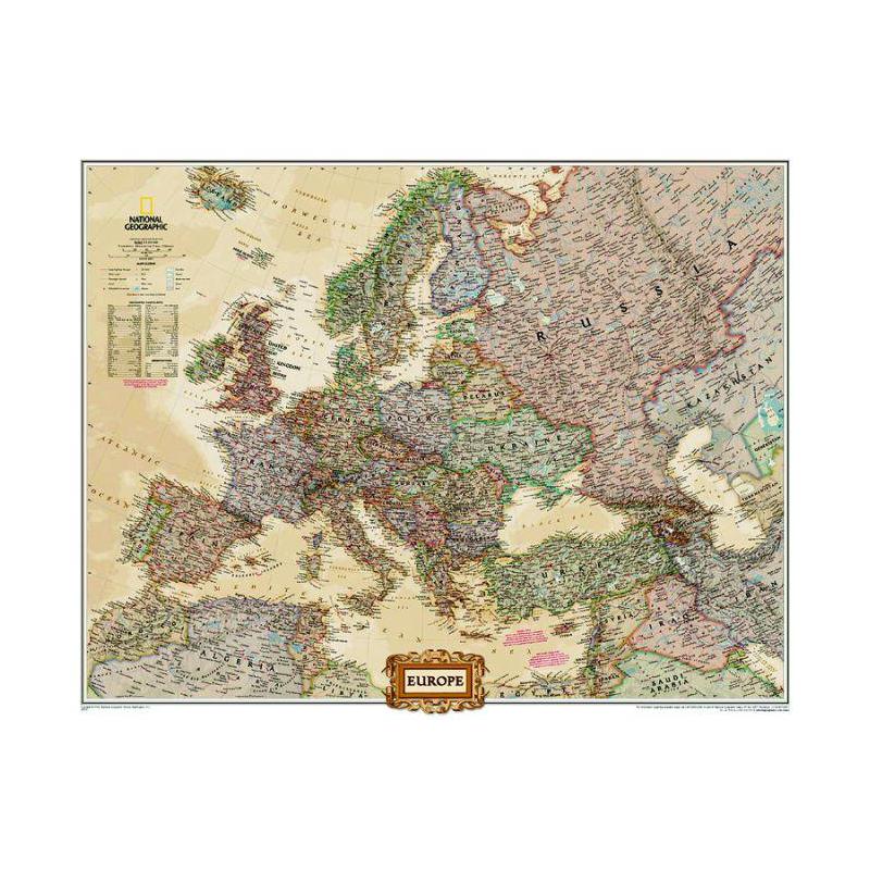 National Geographic Kontinent-Karte Antike Europakarte politisch,deutsch