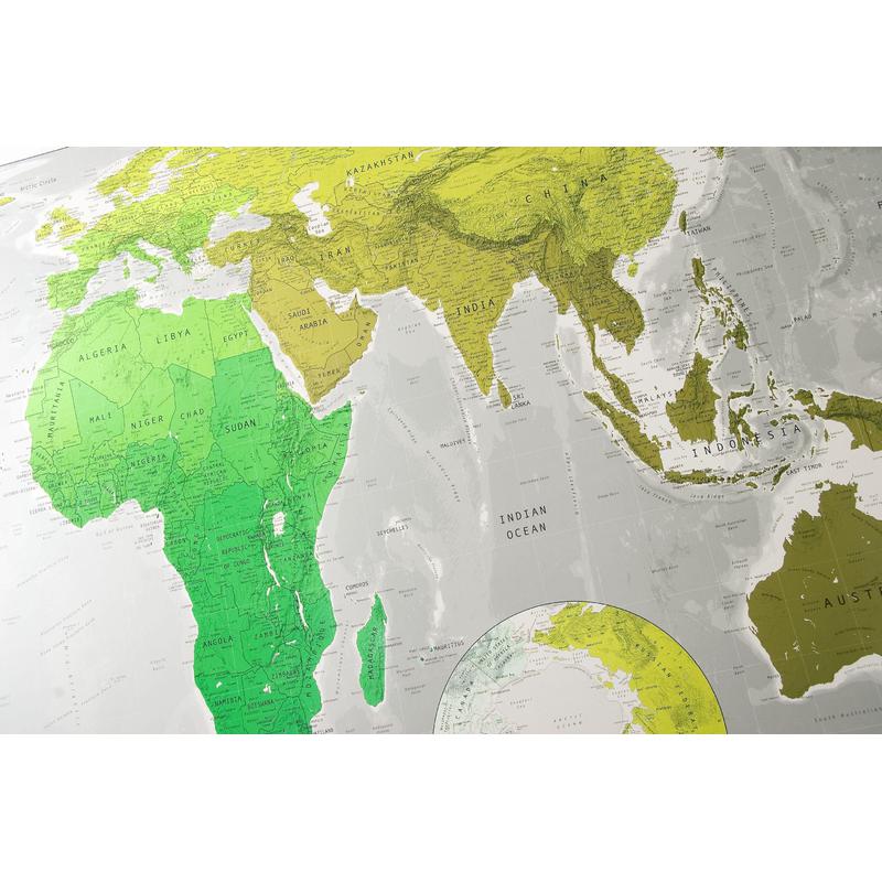The Future Mapping Company Colour Map Weltkarte groß smaragd-metallic-linde-khaki, magnetisch