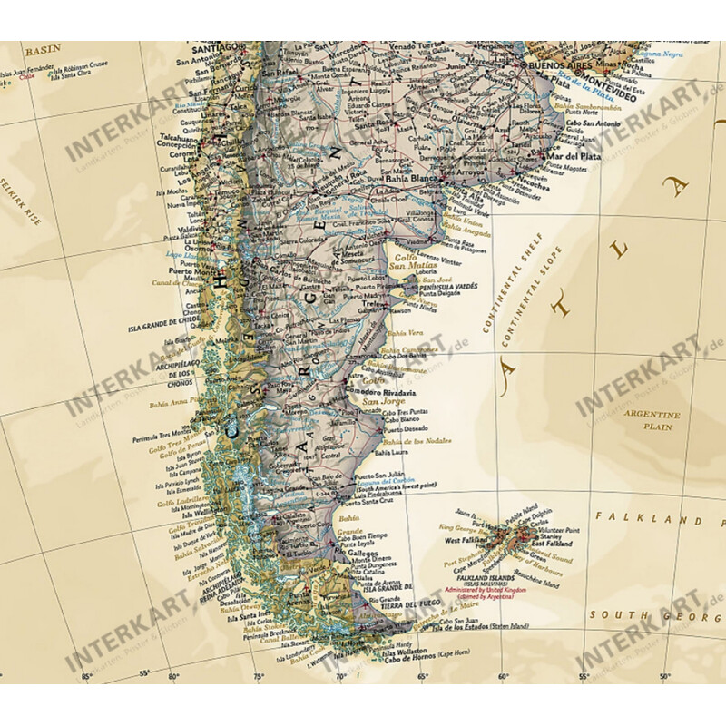 National Geographic Mapa antyczny Ameryka Południowa