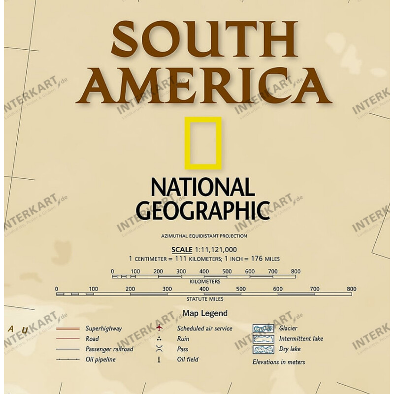 National Geographic Mapa antyczny Ameryka Południowa