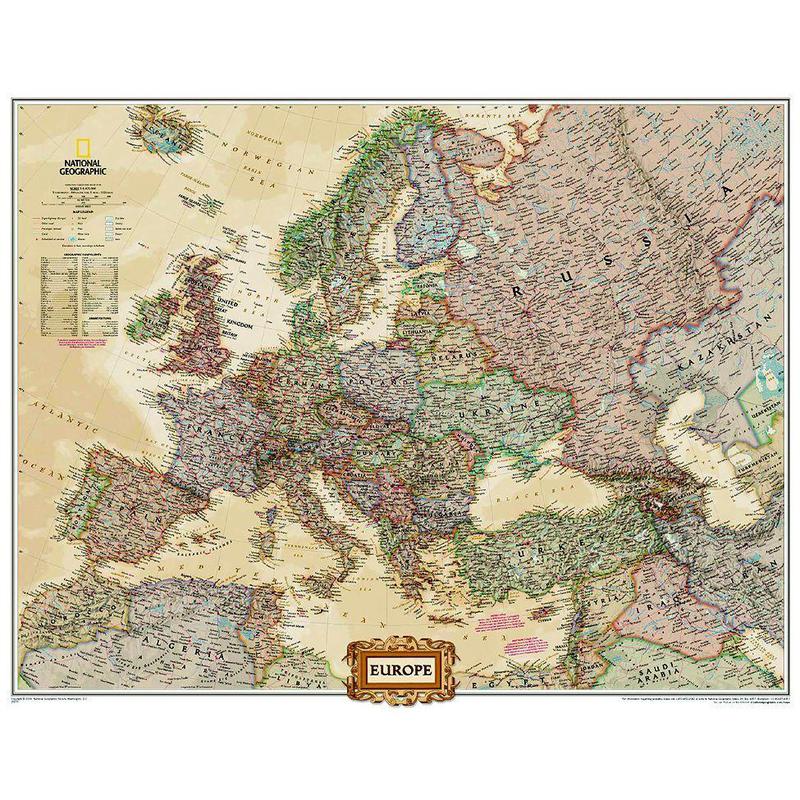 National Geographic Mapa kontynentalna Europa (76 x 61 cm)