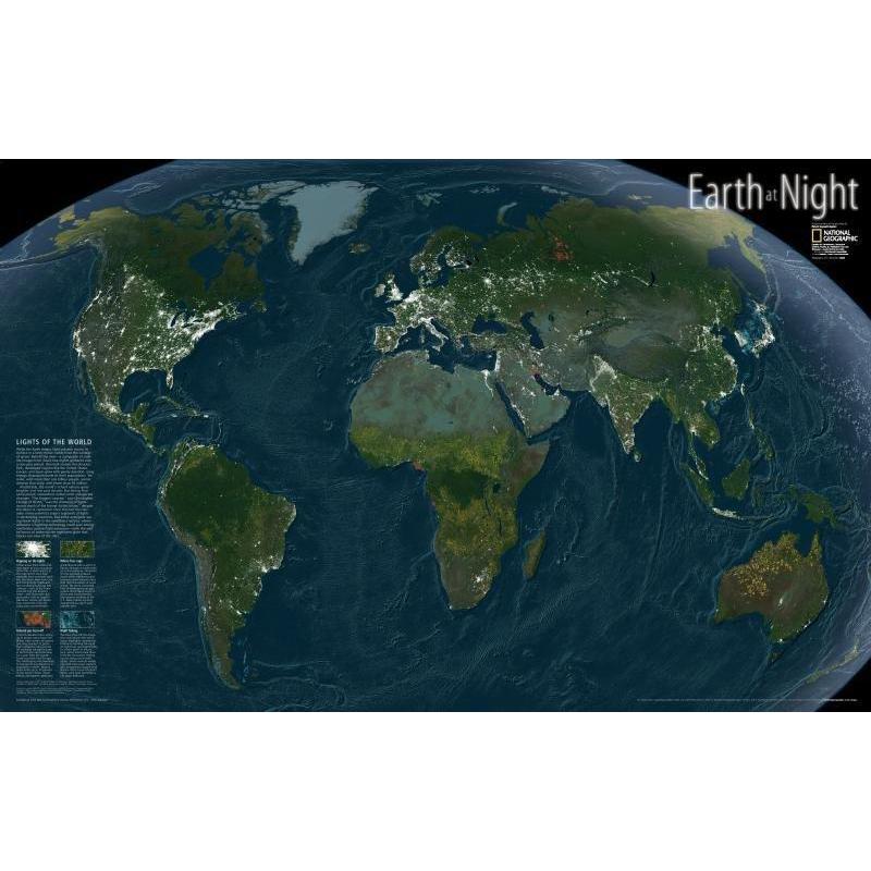 National Geographic Ziemia nocą - mapa ścienna, laminowana