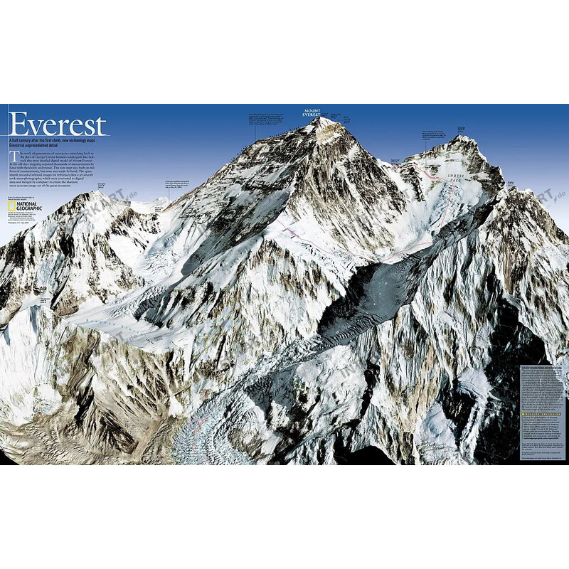 National Geographic Mapa regionalna Mount Everest, 50-ta rocznica - dwustronna