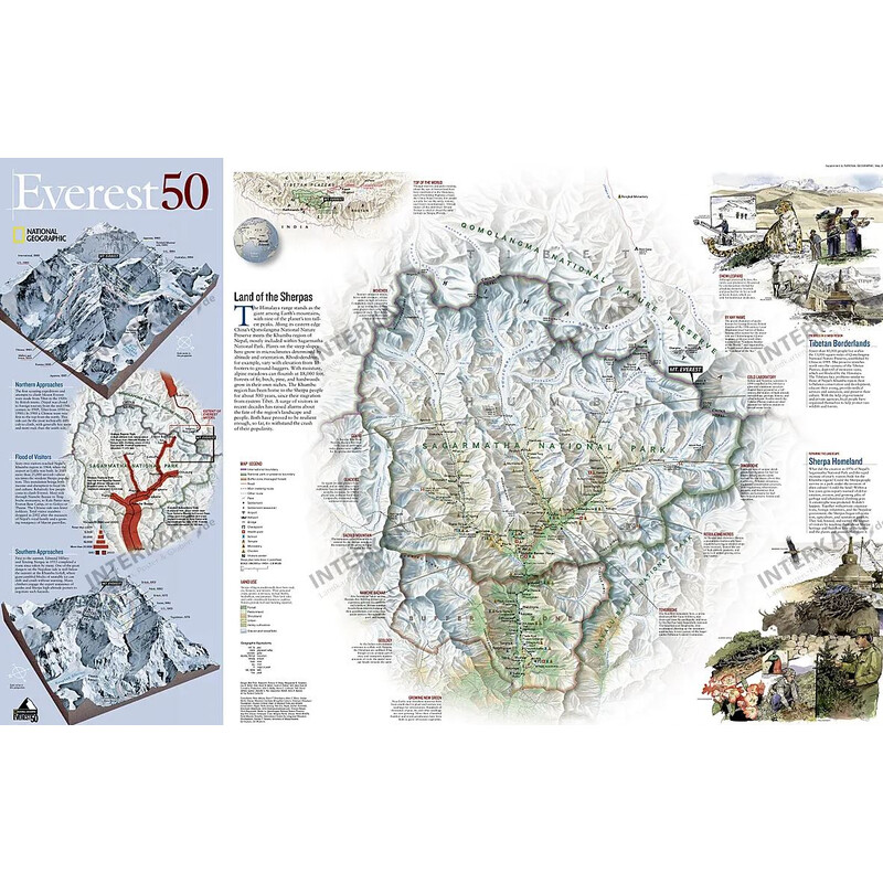 National Geographic Mapa regionalna Mount Everest, 50-ta rocznica - dwustronna