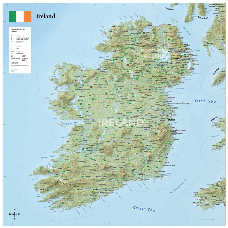 GeoMetro Mapa Irlandia (90 x 90 cm)