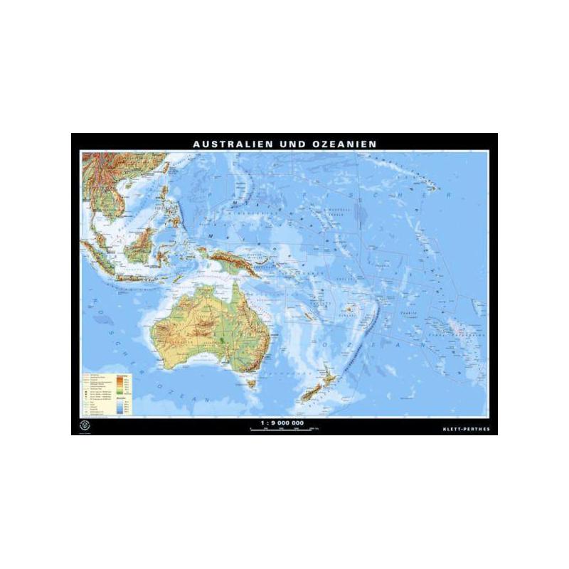 Klett-Perthes Verlag Mapa kontynentów Australien und Ozeanien fizyczne / politycznych (P) 2-seitig