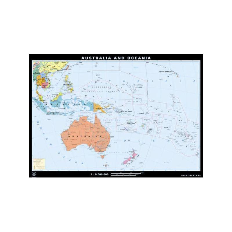 Klett-Perthes Verlag Mapa kontynentów Australien und Ozeanien fizyczne / politycznych (P) 2-seitig
