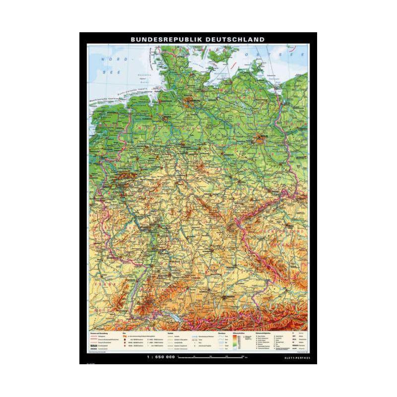 Klett-Perthes Verlag Landkarte Deutschland physisch / stumm (P) 2-seitig