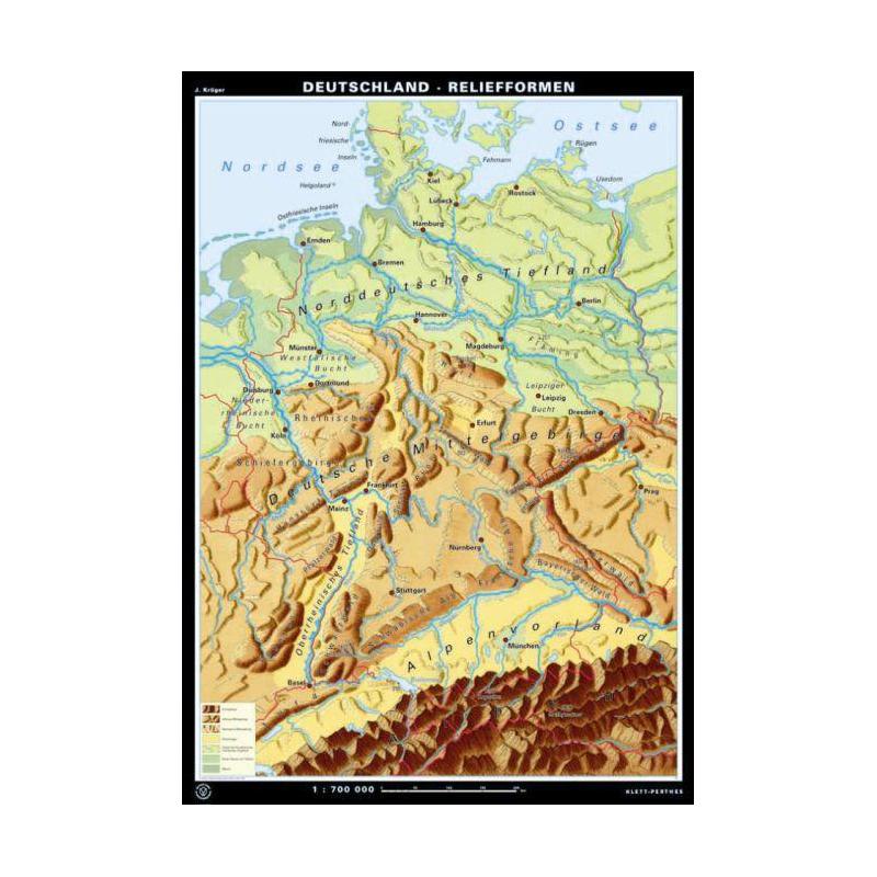 Klett-Perthes Verlag Mapa Niemcy - formy rzeźby terenu i krajobrazu (ABW), dwustronna