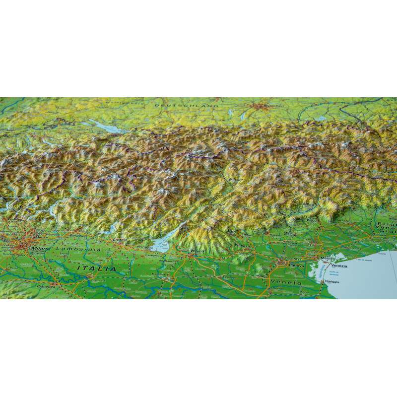 Georelief Łuk Alp, mapa plastyczna 3D, duża, w oprawie drewnianej