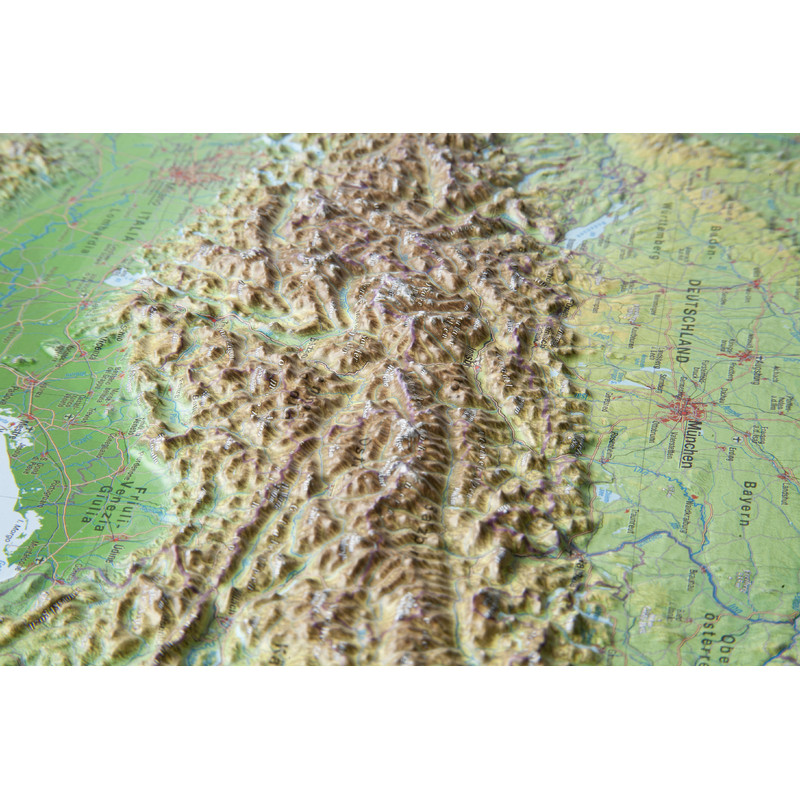 Georelief Łuk Alp, mapa plastyczna 3D, duża, w oprawie aluminiowej