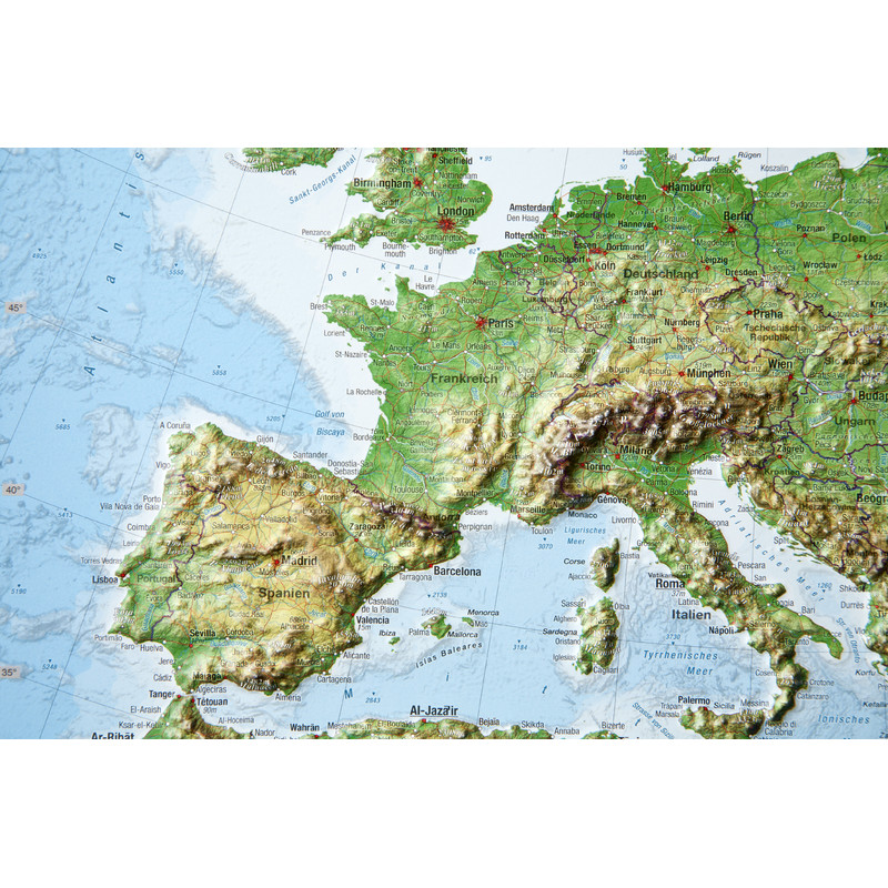 Georelief Europa, mapa plastyczna 3D, mała