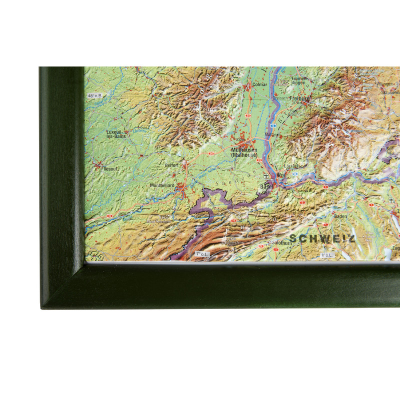 Georelief Niemcy, mapa plastyczna 3D, duża, w oprawie drewnianej