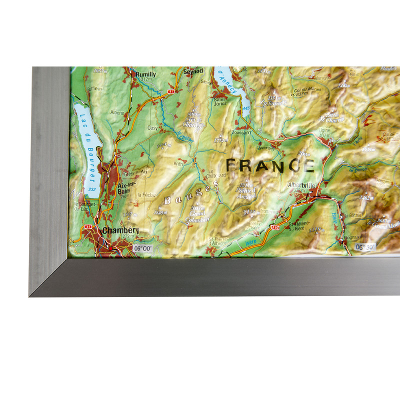 Georelief Szwajcaria, mapa plastyczna 3D, duża, w oprawie aluminiowej