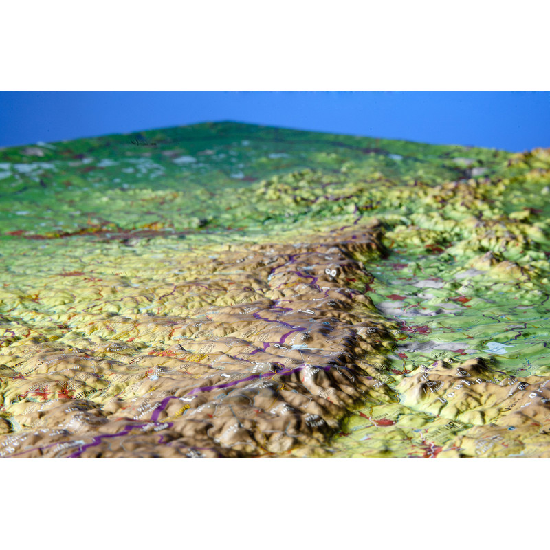 Georelief Saksonia, mapa plastyczna 3D, duża