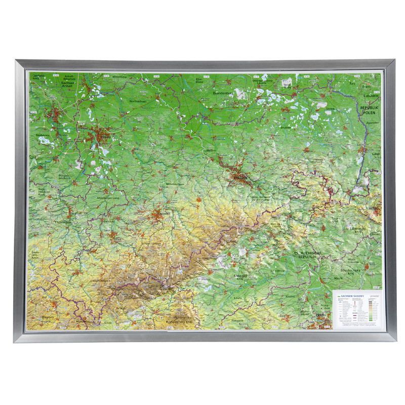 Georelief Mapa regionalna Saksonia