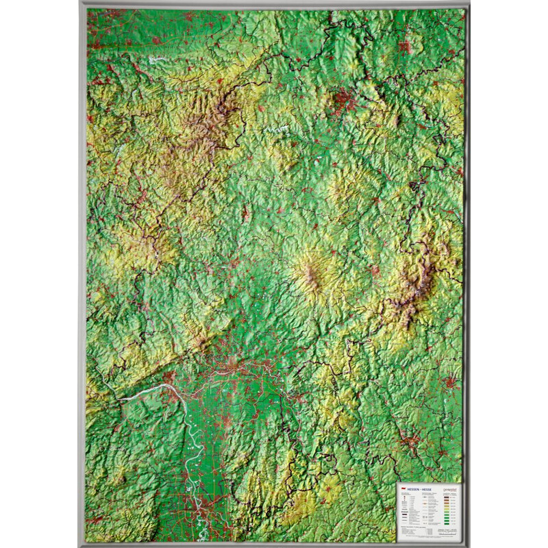 Georelief Hesja, mapa plastyczna 3D, duża