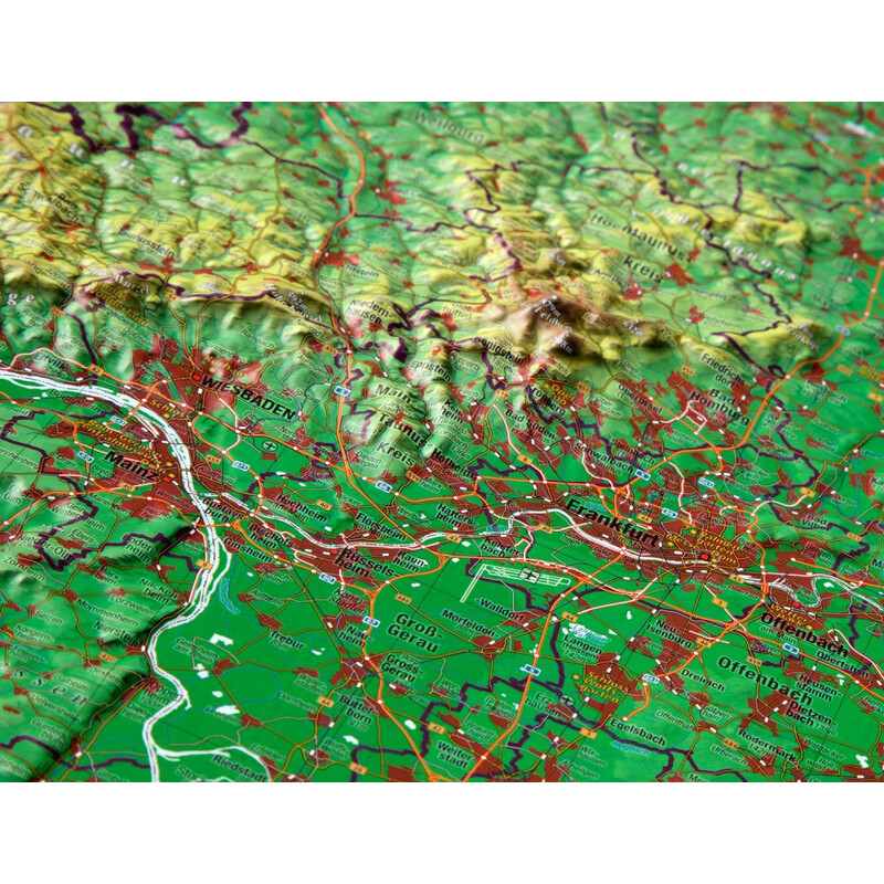 Georelief Hesja, mapa plastyczna 3D, duża