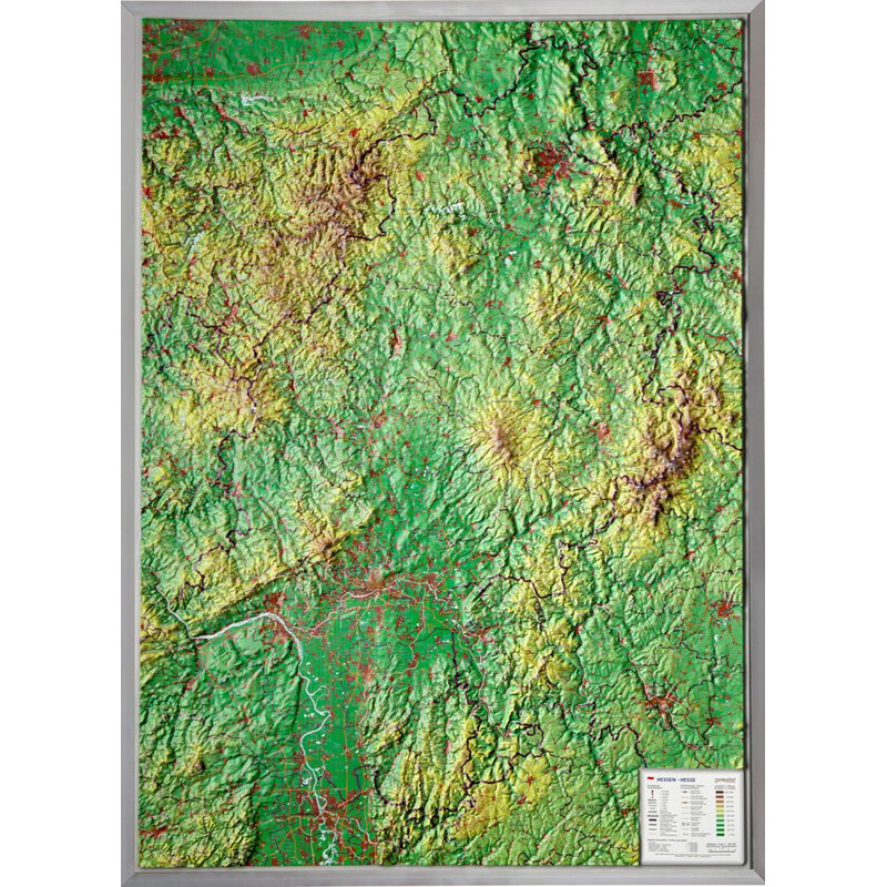 Georelief Hesja, mapa plastyczna 3D, duża