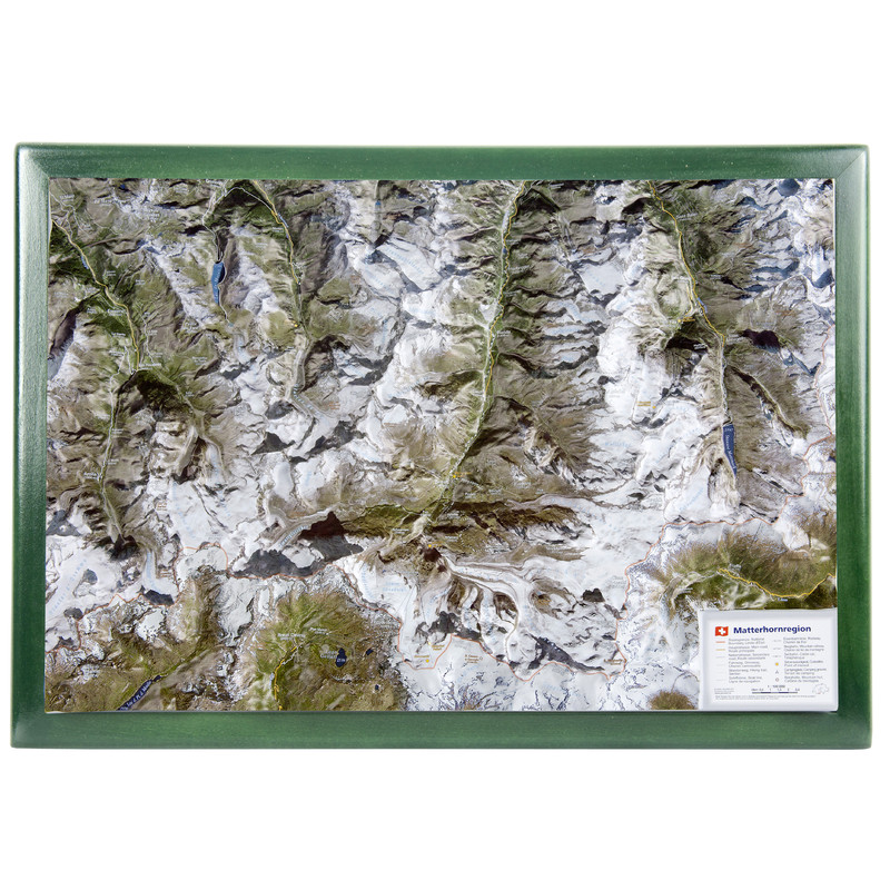 Georelief Mapa regionalna Region Matterhorn, w oprawie drewnianej