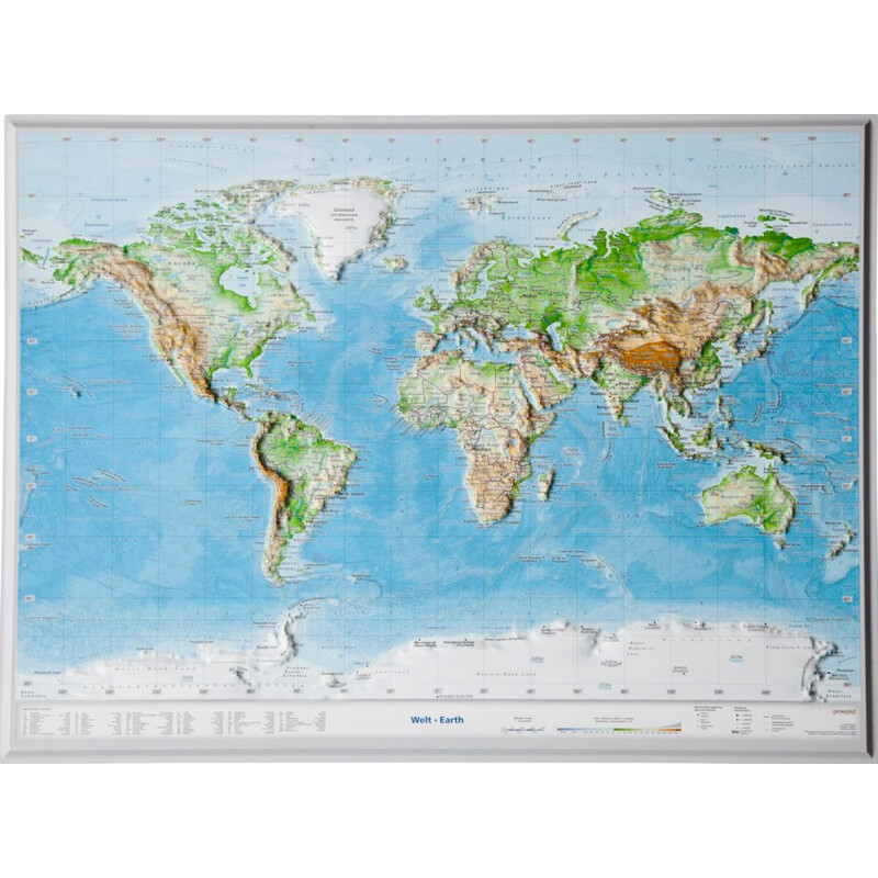 Georelief Świat, mapa plastyczna 3D, mała
