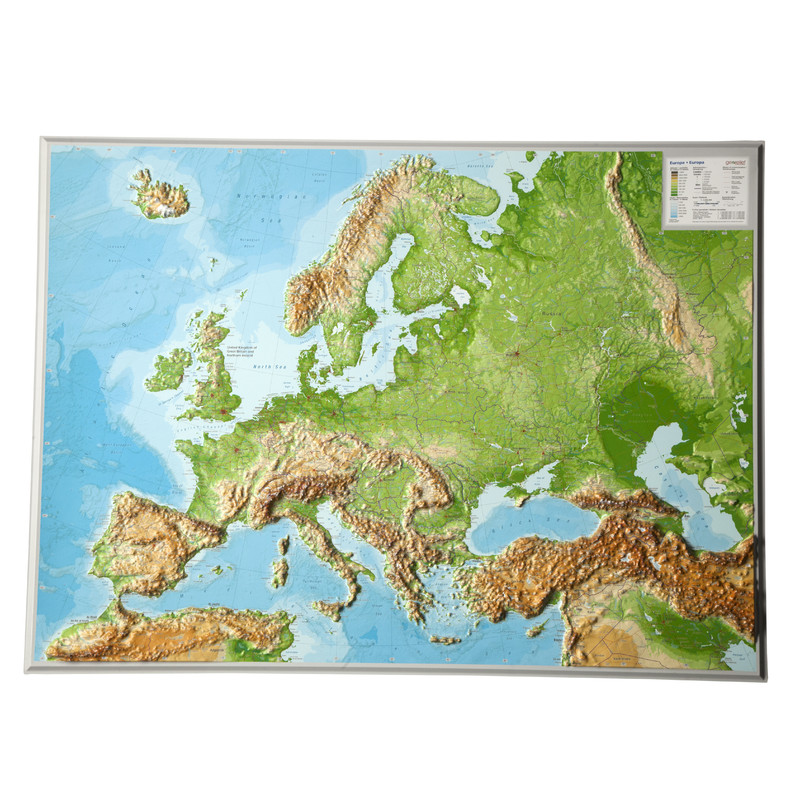 Georelief Europa, mapa geoplastyczna 3D, duża