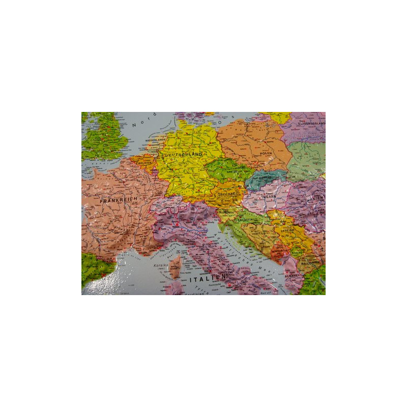 geo-institut , kontynentalna mapa plastyczna Europy, Silver Line, polityczna