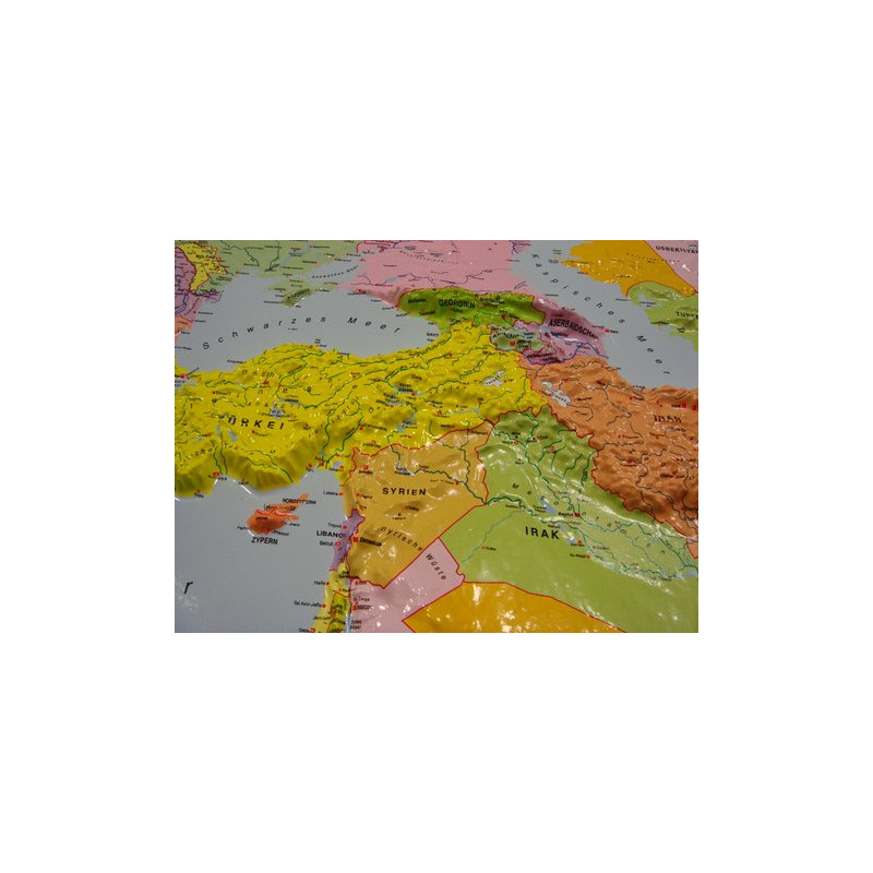 geo-institut , plastyczna mapa Świata, Silver Line, polityczna, język angielski