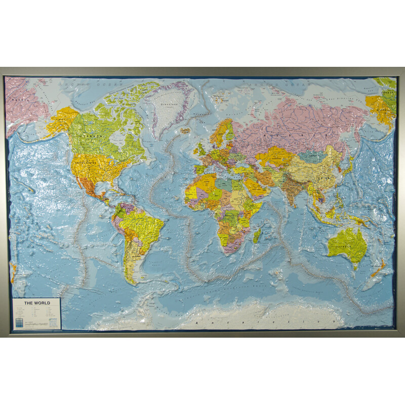 geo-institut , plastyczna mapa Świata, Silver Line, polityczna, język angielski