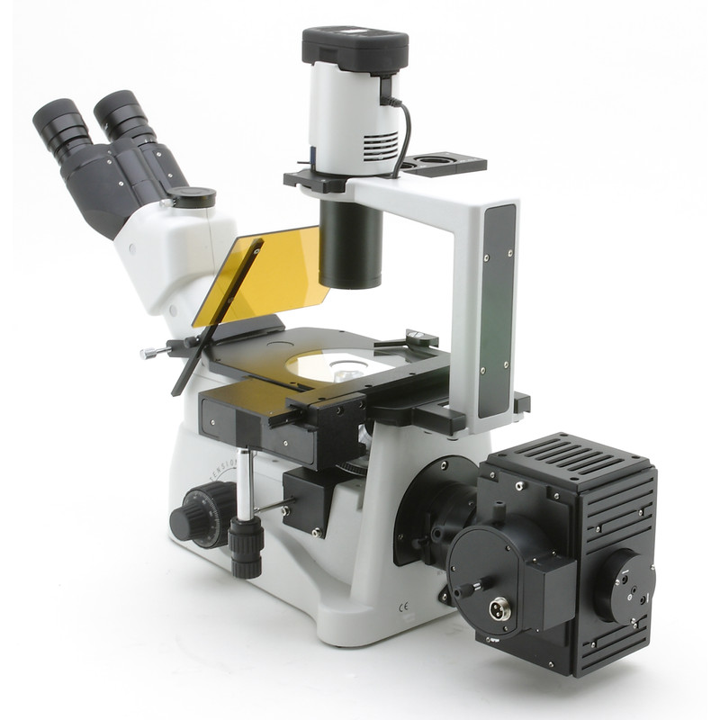 Optika XDS-3FL4, trinokular, odwrócony, fluorescencyjny z 4 uchwytami filtrowymi