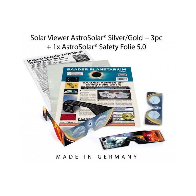 Baader Filtry słoneczne Zestaw do obserwacji Słońca AstroSolar: okulary i folia