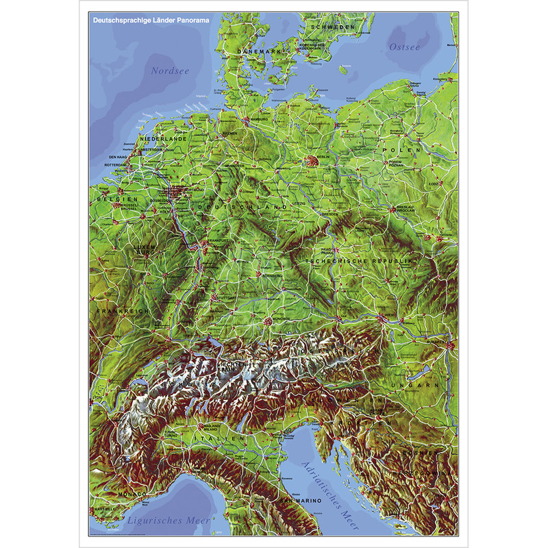 Stiefel Mapa regionalna Kraje niemieckojęzyczne - panorama