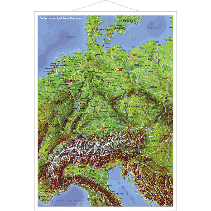 Stiefel Mapa regionalna Kraje niemieckojęzyczne - panorama, z metalowymi listwami
