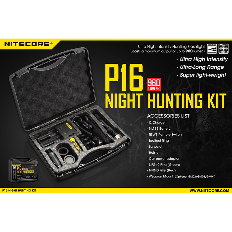 Nitecore Latarka kieszonkowa P16, zestaw myśliwski