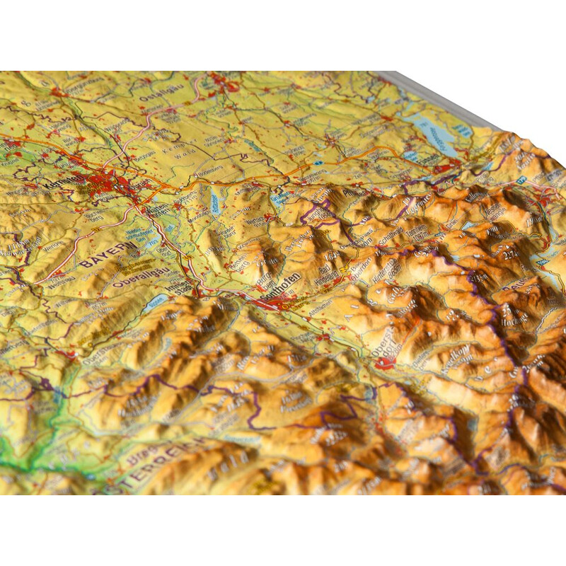 Georelief Allgäu Jezioro Bodeńskie, mapa reliefowa 3D, mała