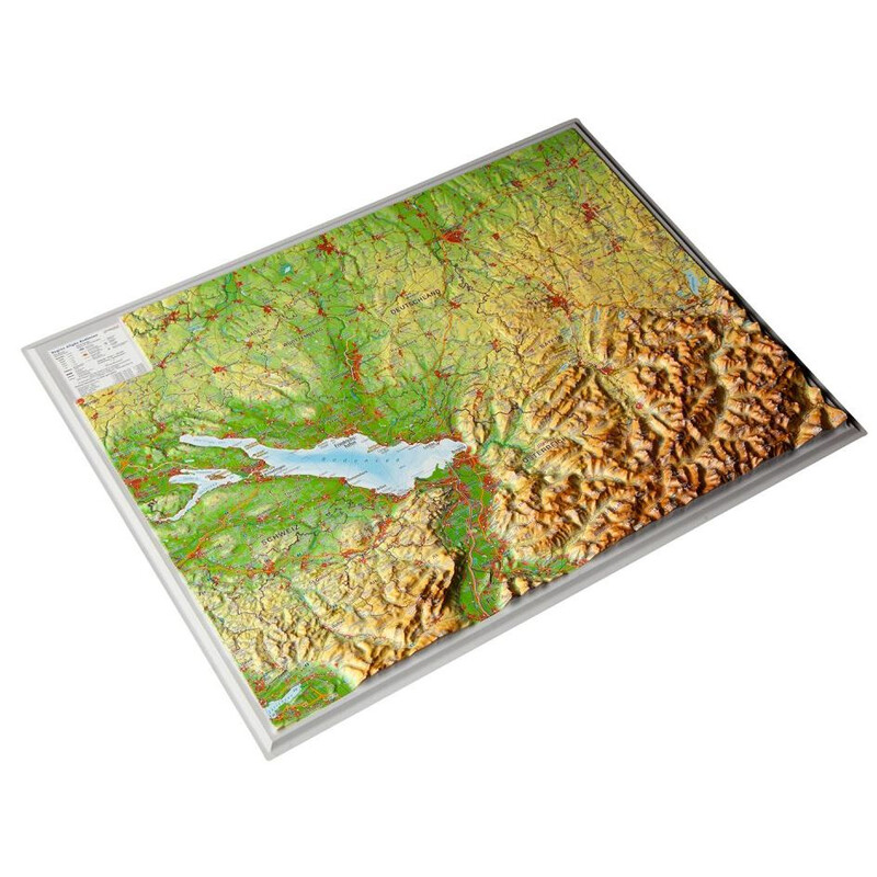 Georelief Allgäu Jezioro Bodeńskie, mapa reliefowa 3D, mała