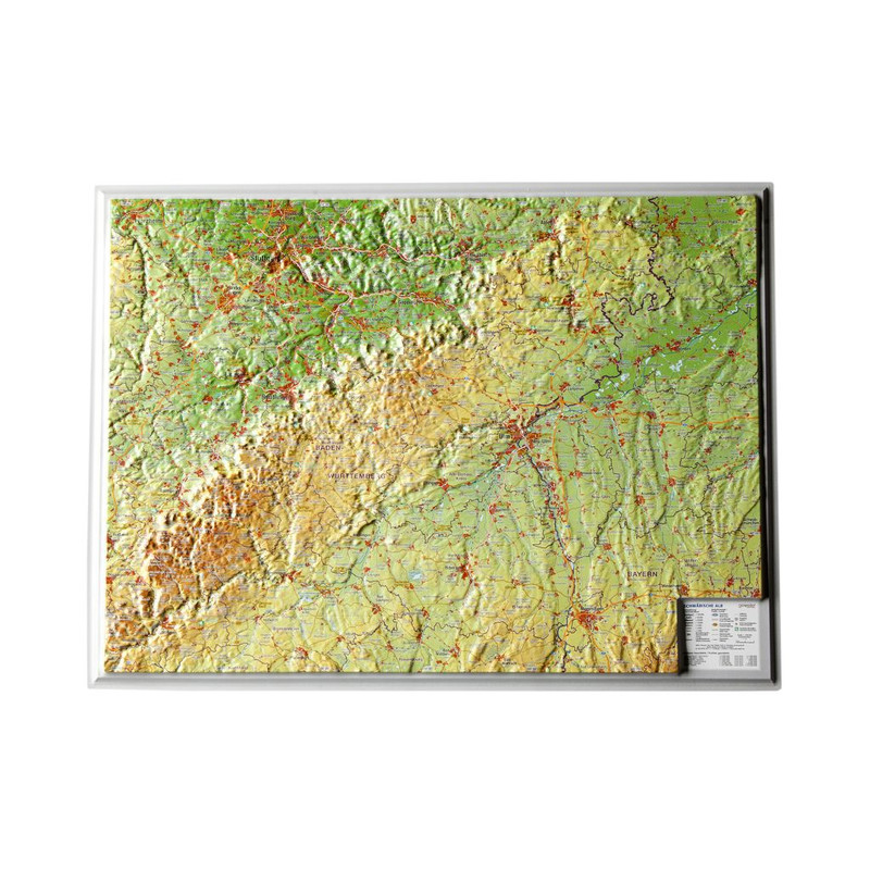 Georelief Jura Szwabska, mapa reliefowa 3D, mała