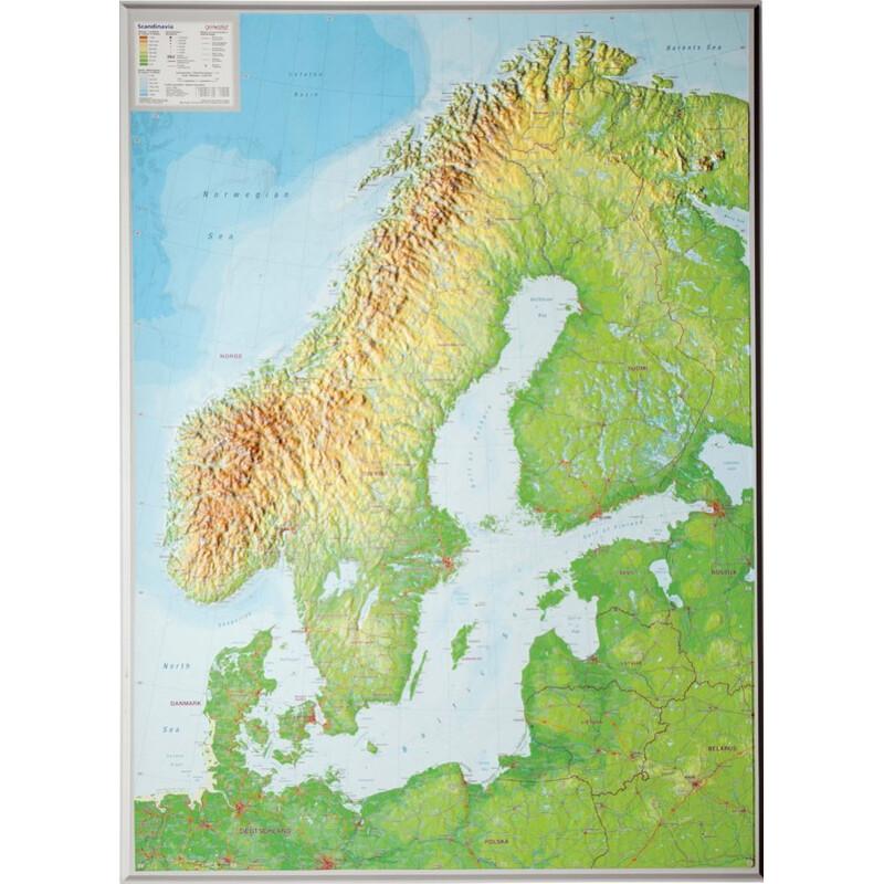 Georelief Mapa regionalna Skandynawia