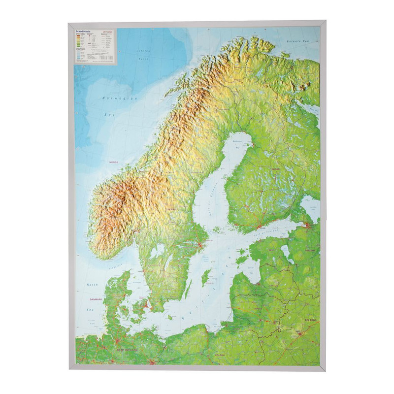 Georelief Mapa regionalna Skandynawia
