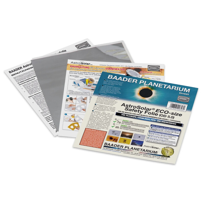 Baader Folia filtrująca Filterfolie AstroSolar® ECO-size Safety Folie OD 5.0, 140x155 mm